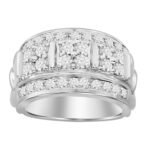 MEN'S RING 1 CT ROUND DIAMOND 10K WHITE GOLD