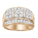 MEN'S RING 1 CT ROUND DIAMOND 10K ROSE GOLD