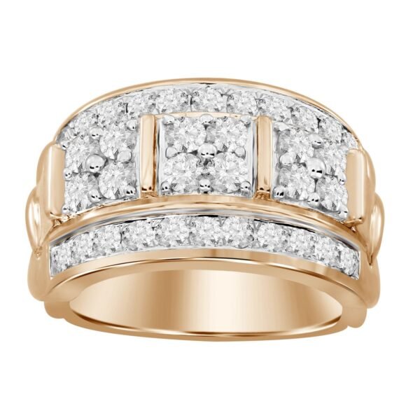 MEN'S RING 1 CT ROUND DIAMOND 10K ROSE GOLD