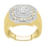 MEN'S RING 1/2 CT ROUND/BAGUETTE DIAMOND 10K YELLOW GOLD
