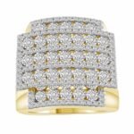 MEN'S RING 2 CT ROUND DIAMOND 14K YELLOW GOLD