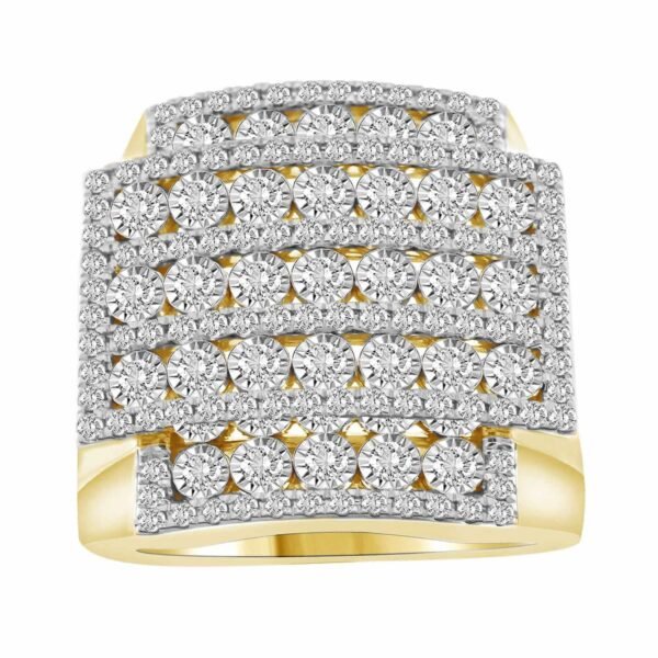 MEN'S RING 2 CT ROUND DIAMOND 14K YELLOW GOLD