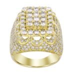 MEN'S RING 5 5/8 CT ROUND DIAMOND 14K YELLOW GOLD