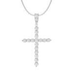 MEN'S CROSS 2 CT ROUND DIAMOND 10K WHITE GOLD