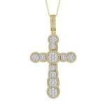 MEN'S CROSS 1 1/2 CT ROUND DIAMOND 14K YELLOW GOLD