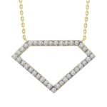 LADIES NECKLACE WITH CHAIN 1/5 CT ROUND DIAMOND 10K YELLOW GOLD