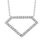 LADIES NECKLACE WITH CHAIN 1/5 CT ROUND DIAMOND 10K WHITE GOLD