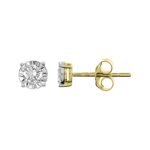 LADIES EARRINGS 1/3 CT ROUND DIAMOND 10K YELLOW GOLD