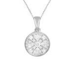 LADIES PENDANT 1/3 CT ROUND/BAGUETTE DIAMOND 10K WHITE GOLD