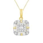 LADIES PENDANT 1/2 CT ROUND/BAGUETTE DIAMOND 10K YELLOW GOLD