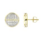 UNISEX EARRINGS 1/10 CT ROUND DIAMOND 10K YELLOW GOLD