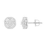 UNISEX EARRINGS 3/8 CT ROUND/BAGUETTE  DIAMOND 10K WHITE GOLD