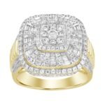 MEN'S RING 2 CT ROUND DIAMOND 14K YELLOW GOLD