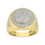 MEN'S RING 1 CT ROUND DIAMOND 14K YELLOW GOLD