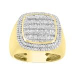 MEN'S RING 1 CT ROUND/BAGUETTE DIAMOND 14K YELLOW GOLD