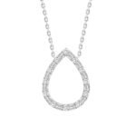 LADIES NECKLACE 1/5 CT ROUND/BAGUETTE DIAMOND 10K WHITE GOLD