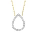 LADIES NECKLACE 1/5 CT ROUND/BAGUETTE DIAMOND 10K YELLOW GOLD
