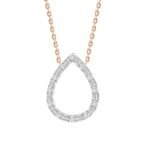 LADIES NECKLACE 1/5 CT ROUND/BAGUETTE DIAMOND 10K ROSE GOLD