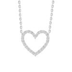 LADIES NECKLACE 1/5 CT ROUND/BAGUETTE DIAMOND 10K WHITE GOLD