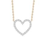 LADIES NECKLACE 1/5 CT ROUND/BAGUETTE DIAMOND 10K ROSE GOLD
