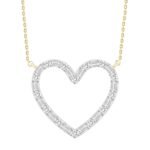 LADIES NECKLACE 1/10 CT ROUND/BAGUETTE DIAMOND 10K YELLOW GOLD
