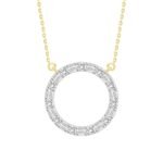 LADIES NECKLACE 1/5 CT ROUND/BAGUETTE DIAMOND 10K YELLOW GOLD
