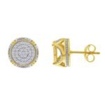 MEN'S EARRINGS  1/3 CT ROUND DIAMOND 10K YELLOW GOLD