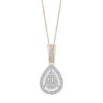 LADIES PENDANT 1/4 CT ROUND/BAGUETTE DIAMOND 10K ROSE GOLD
