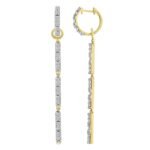 LADIES HOOPS 1/2 CT ROUND/BAGUETTE DIAMOND 10K YELLOW GOLD