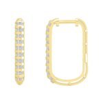 LADIES HOOPS 1/2 CT BAGUETTE DIAMOND 10K YELLOW GOLD