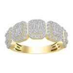 LADIES RING 1 CT ROUND/BAGUETTE DIAMOND 14K YELLOW GOLD