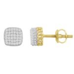 UNISEX EARRINGS 1/6 CT ROUND DIAMOND 10K YELLOW GOLD