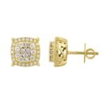 UNISEX EARRINGS 1 CT ROUND DIAMOND 10K YELLOW GOLD