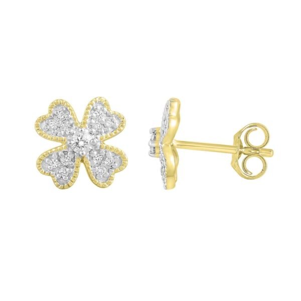 UNISEX EARRINGS 1/5 CT ROUND DIAMOND 10K YELLOW GOLD