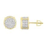 UNISEX EARRINGS 3/4 CT ROUND DIAMOND 14K YELLOW GOLD