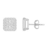 UNISEX EARRINGS 1/2 CT ROUND DIAMOND 10K WHITE GOLD