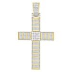 MEN'S CROSS 2 CT ROUND/BAGUETTE DIAMOND 10K YELLOW GOLD