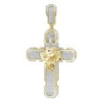 MEN'S CROSS 3/4 CT ROUND DIAMOND 10K YELLOW GOLD