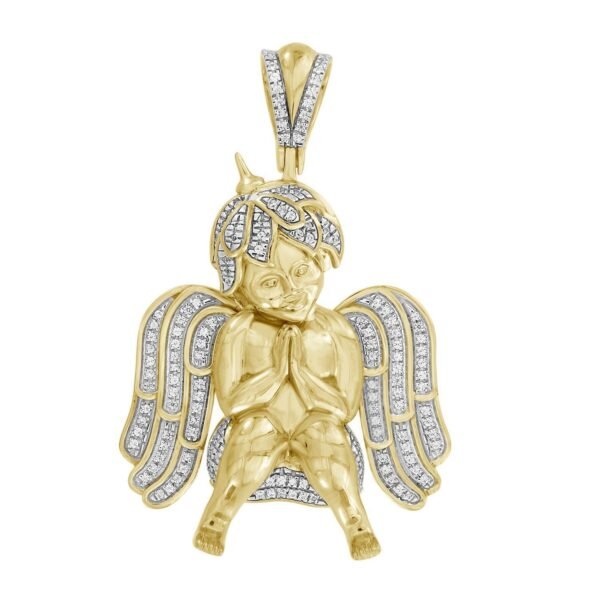 MEN'S CHARM 3/8 CT ROUND DIAMOND 10K YELLOW GOLD