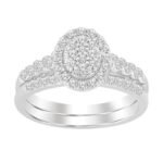 LADIES BRIDAL RING SET 1/2 CT ROUND DIAMOND 10K WHITE GOLD