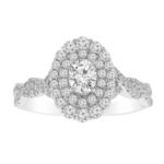 LADIES BRIDAL RING SET 1 CT ROUND/OVAL DIAMOND 14K WHITE GOLD(CENTER STONE 1/3)
