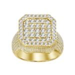 MEN'S RING 2 1/2 CT ROUND DIAMOND 10K YELLOW GOLD