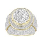 MEN'S RING 5 CT ROUND/BAGUETTE DIAMOND 10K YELLOW GOLD