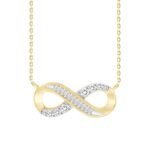 LADIES DIAMOND NECKLACE 1/4 CT ROUND/BAGUETTE DIAMOND 10K YELLOW GOLD