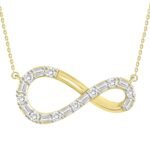 LADIES DIAMOND NECKLACE 1/3 CT ROUND/BAGUETTE DIAMOND 10K YELLOW GOLD