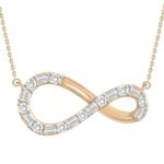LADIES DIAMOND NECKLACE 1/3 CT ROUND/BAGUETTE DIAMOND 10K ROSE GOLD