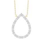 LADIES DIAMOND NECKLACE 1/3 CT ROUND/BAGUETTE DIAMOND 10K YELLOW GOLD