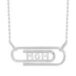 LADIES DIAMOND NECKLACE 1/5 CT ROUND DIAMOND 10K WHITE GOLD