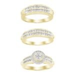 LADIES TRIO SET 1 CT ROUND DIAMOND 10K YELLOW GOLD