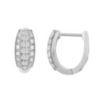 LADIES HOOPS 1/2 CT BAGUETTE DIAMOND 10K WHITE GOLD